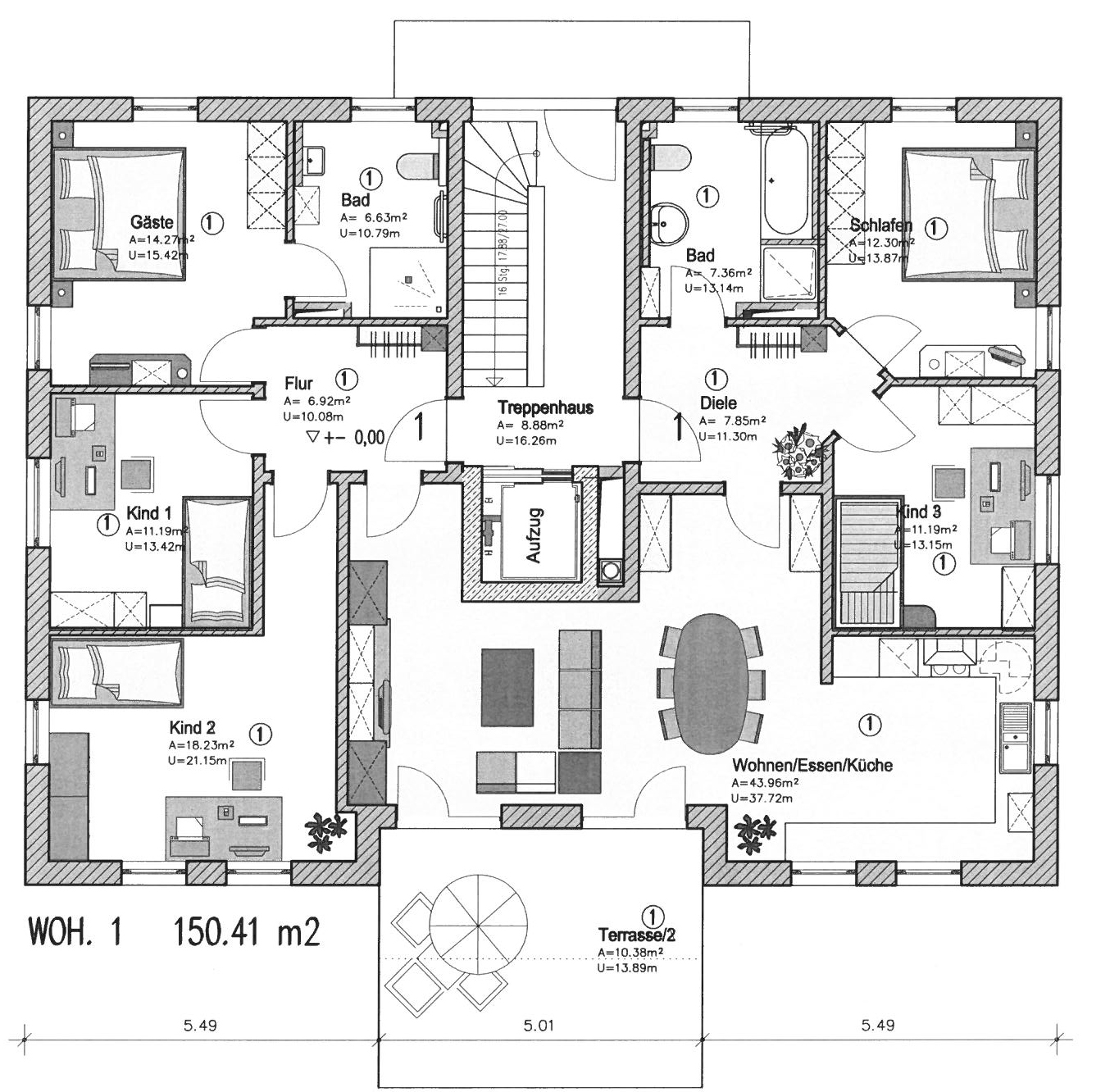 Wohnung Ellgau – Grundriss / Ansicht